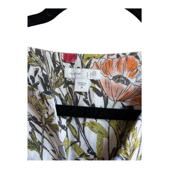 J. Jill Love Linen Multicolor Floral Mini Dress Women’s Medium Pockets - Picture 2 of 5